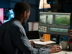 How to Start a Faceless YouTube Channel in 7 Easy Steps Before 2026 video-maker-producing-montage-with-artistic-software-color-adjustment-scaled.